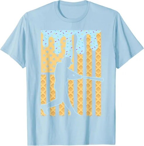 Vista 108 de Camiseta de béisbol Drip Boys Dripping Ice Cream Baseball American Flag, Negro -, Pequeña