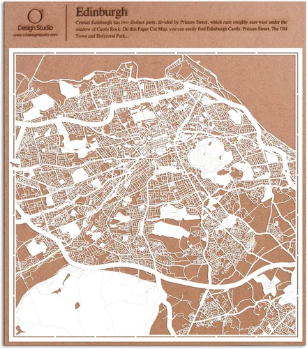 Vista 19 de O3 Design Studio Aberdeen - Mapa de papel cortado en papel blanco de 12 x 12 pulgadas
