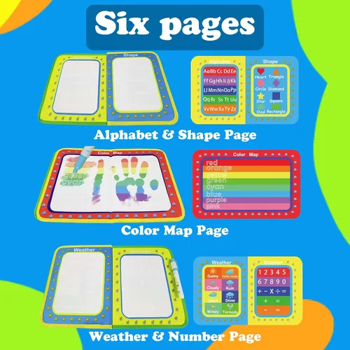 Vista 5 de Juguete de viaje con tapete para garabatos de agua, pintura mágica con acuarela, diseñada para niños pequeños, tablero de aprendizaje educativo STEM