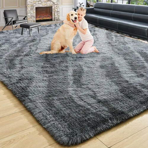 Vista 94 de Noahas Alfombras de Área Grandes y Esponjosas de 5x8 pies para Sala de Estar y Dormitorio, Alfombra Gruesa de Pelo Largo Beige y Blanca, Alfombra