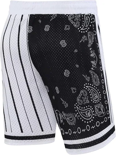 Vista 4 de BOOMLEMON Pantalones cortos de baloncesto para hombre, pantalones cortos de entrenamiento atléticos de cachemira, pantalones cortos de malla