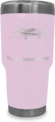 Vista 16 de LaserGram Vaso aislado al vacío de 20 onzas, avión de ala baja, grabado personalizado incluido (negro) Engraved Gift for Pilots, Vacuum Insulated