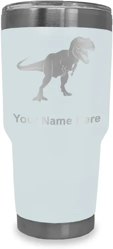 Vista 8 de LaserGram Vaso aislado al vacío de 20 onzas, dinosaurio Tiranosaurio Rex, grabado personalizado incluido (negro)