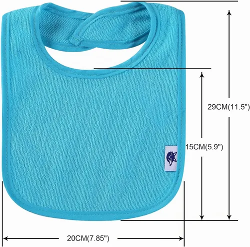Vista 2 de Paquete de 12 baberos de algodón de rizo, baberos unisex con relleno de fibra impermeable para alimentación, dentición, babeo