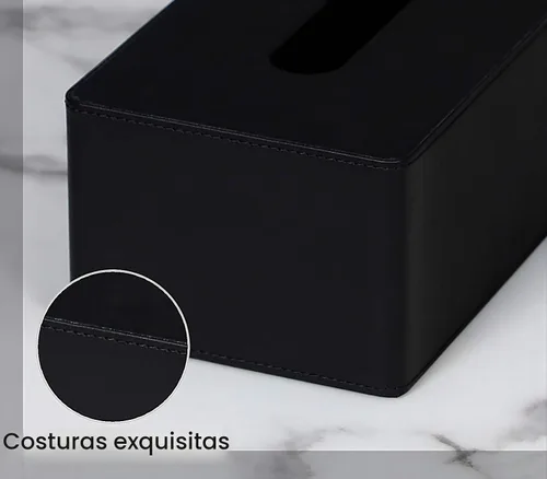 Vista 8 de Funda rectangular para caja de pañuelos de 9.8 pulgadas de largo x 5.3 pulgadas de ancho x 4.3 pulgadas de alto, moderno y refinado de piel Negro
