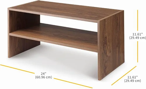 Vista 3 de Whitmor - Estante para zapatos apilable de madera con 2 estantes, nogal, 61 centímetros, paquete de 2