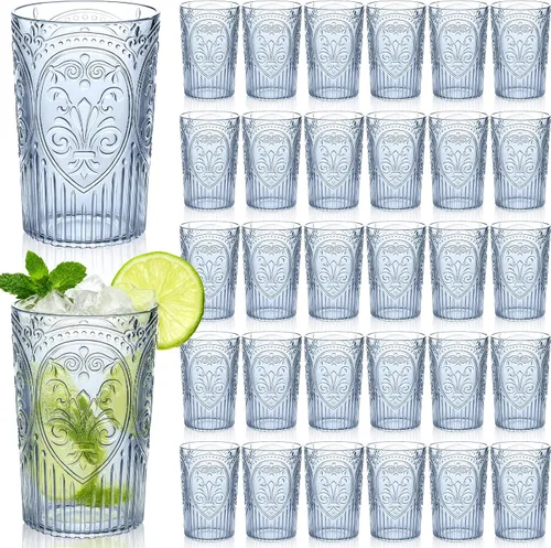 Vista 16 de 24 vasos de plástico vintage para agua potable de 16 onzas, a Verde