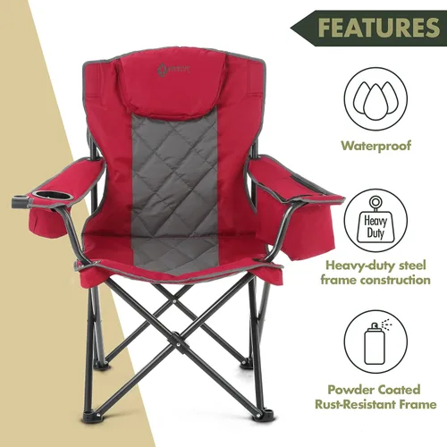 Vista 4 de ARROWHEAD OUTDOOR 2PK - Silla cuádruple plegable portátil para campamento, enfriador de 6 latas Cup & Wine Glass Holders, Heavy-Duty Carrying Bag