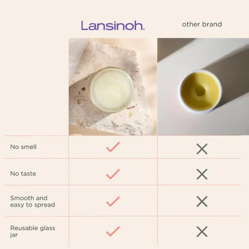 Vista 8 de Lansinoh. Crema orgánica para pezones, para lactancia, 2 onzas. Crema para pezones, segura para amamantar al bebé, esenciales posparto para mamá