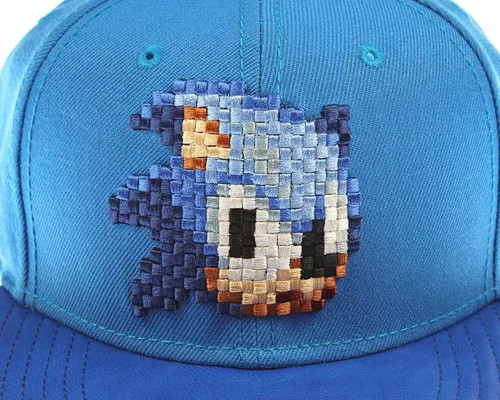 Vista 2 de Sega Genesis Sonic The Hedgehog Hat - Azul 8 Bit Pixel Don't Blink Snapback, Azul