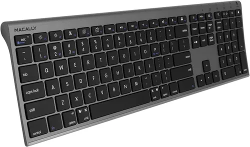 Vista 8 de Macally Teclado Bluetooth inalámbrico para Mac, compatible con Apple Keyboard o MacBook Pro/Air, iMac, multidispositivo, hasta 3 dispositivos