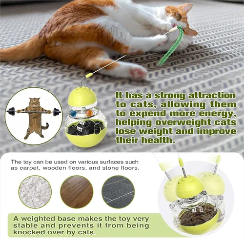 Vista 6 de TLKNG Juguete para gatos de interior, dispensador de golosinas tambaleantes, dispensador de alimentos para gatitos, bolas de alimentación, juguetes