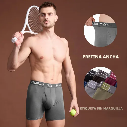 Vista 4 de BAMBOO COOL Men's Cooling Underwear Ultra Soft Breathable Boxer Briefs Pack