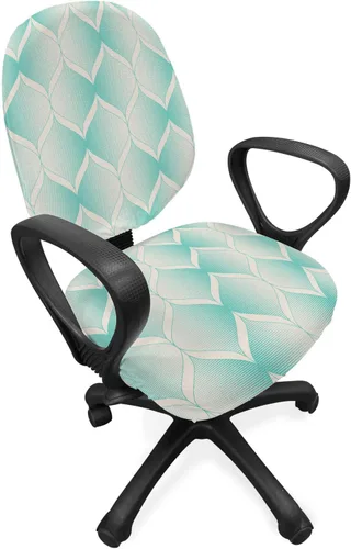 Vista 30 de Lunarable Funda para silla de oficina tribal, diseño azteca, nativo americano, geométrico, simbolismo étnico con espirales de triángulos, elástico