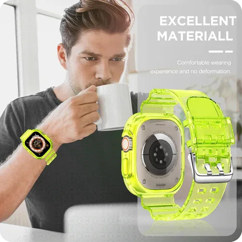 Vista 344 de DABAOZA - Correa transparente compatible con Apple Watch con estuche protector, correa deportiva de TPU con brillo para mujeres y hombres