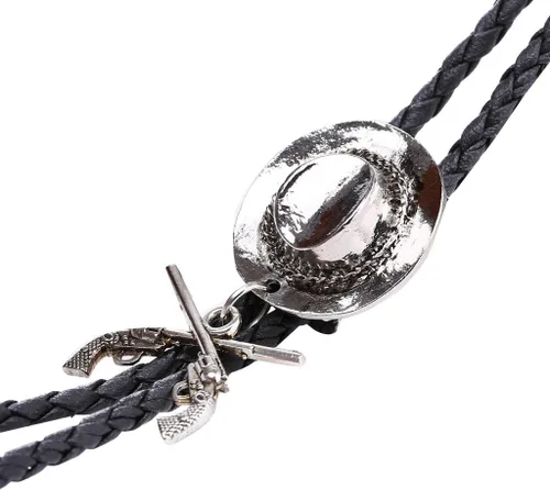 Vista 197 de Jeilwiy Corbata de bolo para hombre, corbata de vaquero occidental, collar de corbata de bolo dorado, corbata de cuero, corbata de Halloween