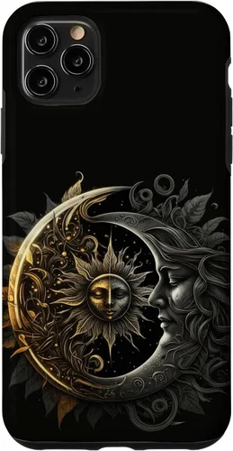 Vista 13 de Moon And Sun Celestial Yin And Yang Leaves Case for iPhone 16