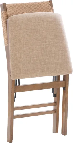 Vista 19 de Bennett - Juego de 2 sillas plegables naturales con respaldo de cuerda y asiento tapizado de lino Linon