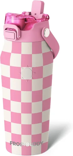 Vista 38 de Frost Buddy botella de agua aislada de 32 onzas con pajilla y tapa para beber Acero inoxidable a prueba de fugas 24 horas de frío Resistente