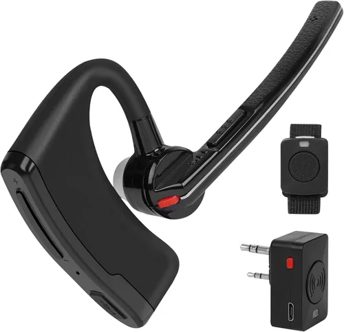 Vista 7 de Walkie Talkie - Auriculares Bluetooth con micrófono de cancelación de ruido, auricular inalámbrico de 2 pines con PTT de dedo compatible con radios