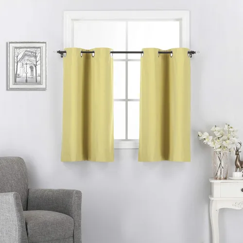Vista 31 de Rooney Cortinas cortas negras para ventana, cortinas opacas con aislamiento con ojales, para cocina, sótano, oficina, 2 piezas, 30 x 36 pulgadas por