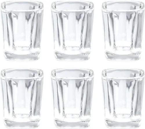 Vista 4 de Thirsty Rhino Keras, vaso de chupito cuadrado de 2 onzas con base pesada, vidrio transparente, juego de 4