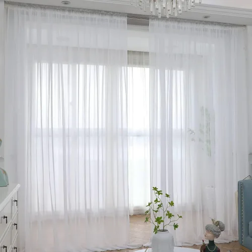 Vista 32 de L&TEC Cortinas traslúcidas para la ventana de color beige, 2 paneles de 48x45 pulgadas, con bolsillo básico para la barra de la cortina
