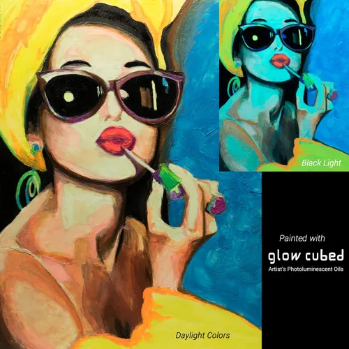 Vista 5 de Pintura al óleo profesional que brilla en la oscuridad Artista Pintura al óleo luminiscente fosforescente autoluminosa Glow Cubed