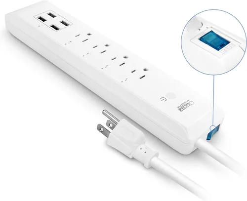 Vista 3 de Feit Electric Tira de alimentación inteligente, 4 tomas + 4 puertos USB, control de voz con Alexa y Google Assistant, control de aplicación