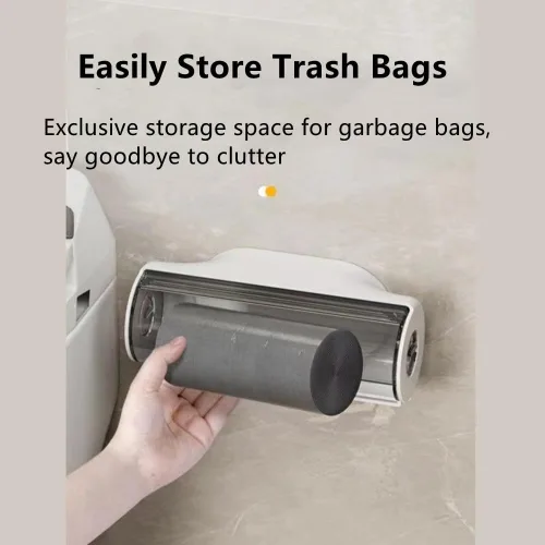 Vista 5 de Paquete de 2 bolsas de basura acrílicas, dispensador de bolsas de basura para cocina, baño, soporte de almacenamiento de bolsas de basura debajo