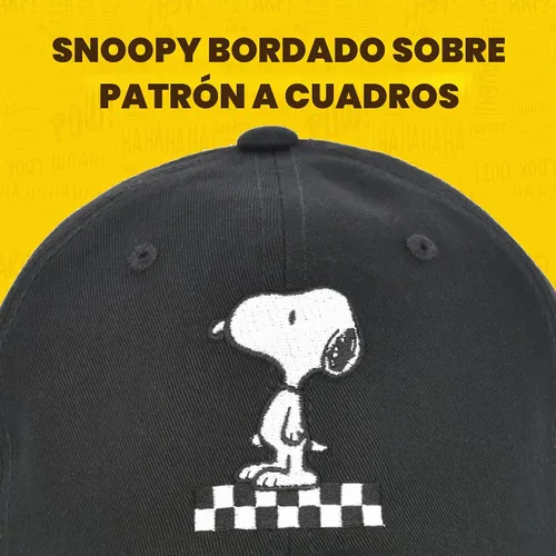 Vista 3 de Concept One Gorra unisex para adultos Peanuts Snoopy, gorro de papá para adultos con visera curvada, gorro de béisbol Negro