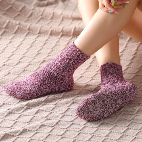 Vista 3 de Calcetines de lana, 5 pares, calcetines de lana para mujer, calcetines de botas suaves