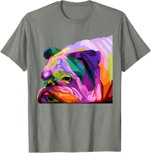 Vista 75 de Camiseta de retrato pop artístico de bulldog británico inglés para dueños de perros, Negro, S