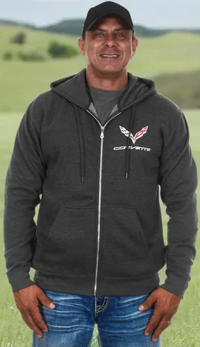 Vista 8 de JH DESIGN GROUP Sudadera con capucha roja con cremallera Chevy Corvette para hombre, emblemas C1 Thru C8