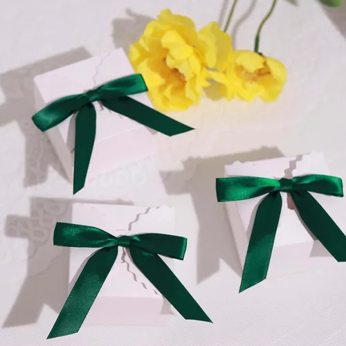 Vista 9 de Efavormart - 50 lazos de cinta preatados de satén verde esmeralda cazador de 3 pulgadas, cesta de regalo, decoración de bolsas de recuerdo