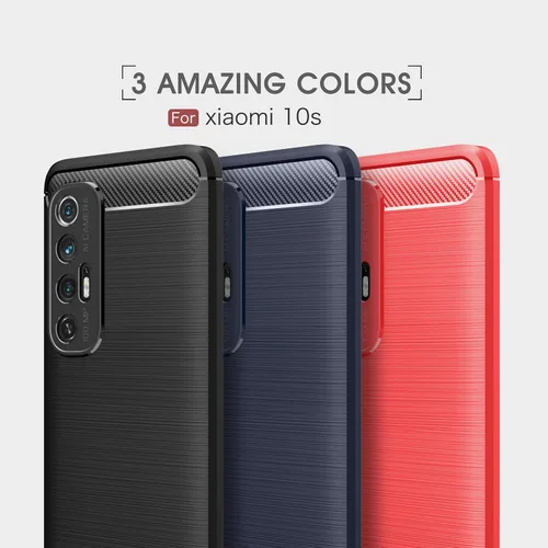 Vista 8 de Funda compatible con Xiaomi Mi 10S, cubierta de diseño de textura de fibra de carbono, funda de absorción de impactos diseñada para Xiaomi Mi 10S