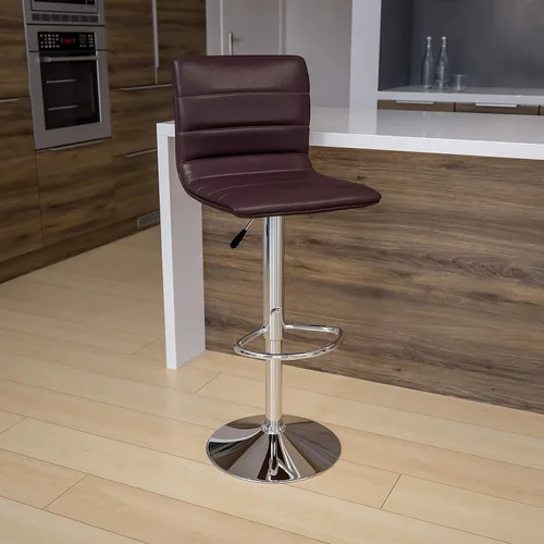 Vista 16 de Flash Funiture silla de bar ajustable con base cromada, Vinilo, Gris