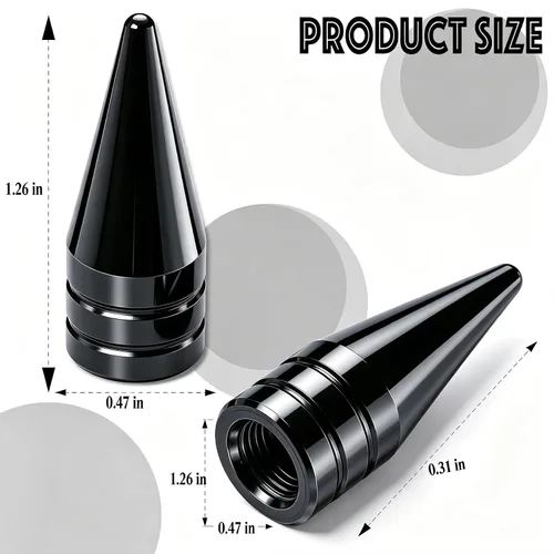 Vista 2 de 4 piezas de tapas de válvula de rueda con forma de punta, válvula de rueda de aleación de aluminio con punta, cubiertas universales de válvula