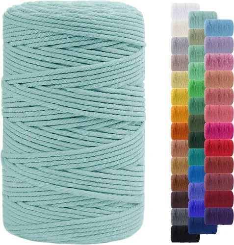 Vista 44 de Cordón de macramé de 0.079 pulgadas, cuerda de algodón natural de 109 yardas, hilo de cuerda de macramé para manualidades, ganchos de pared