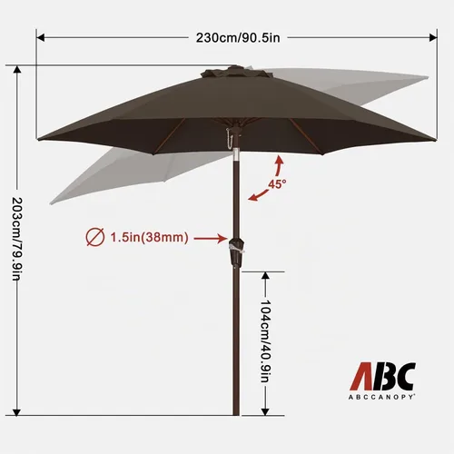 Vista 4 de ABCCANOPY 7.5FT Patio Umbrella Outdoor 6 RibsTable Umbrella(Brown)