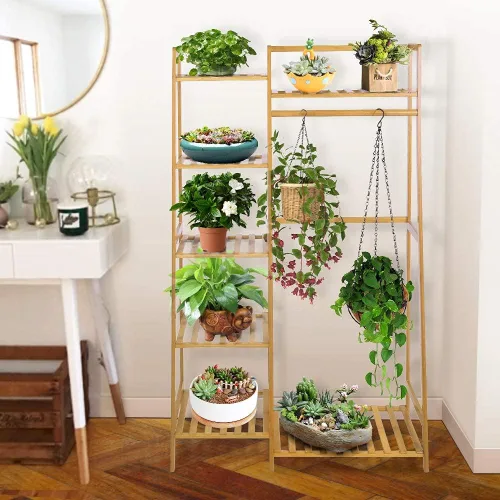 Vista 3 de Ufine Estante de ropa de bambú con estante de almacenamiento Soporte de ropa portátil para dormitorio habitación de invitados