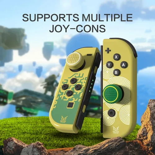 Vista 3 de Tapas de botón de interruptor, tapas de agarre de pulgar OLED para interruptor, tapas de palanca de mando para Switch lite - Amarillo y verde