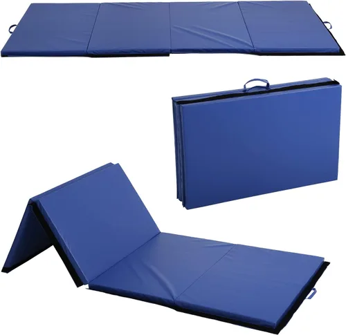 Vista 10 de Colchoneta de gimnasia para gimnasio en casa, plegable, portátil, de 4 x 10 x 2 pulgadas, extra gruesa, con asas de transporte, para niños y adultos
