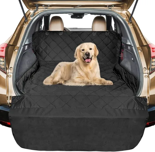 Vista 12 de Veckle SUV Cargo Liner para perros - Funda para maletero con protector de solapa para parachoques Waterproof Pet Cargo Cover with Side Flaps, Dog