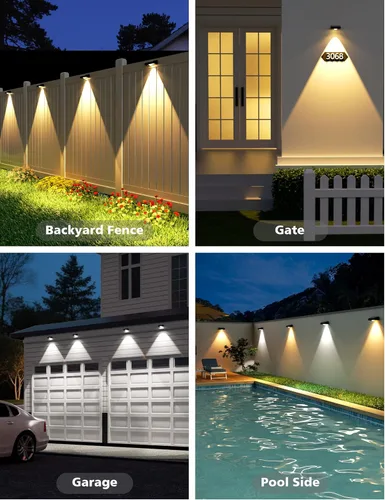 Vista 7 de VOLISUN Luces de Valla Solares, Luces de Valla con Energía Solar, LED Impermeable IP65, Luz Solar de 3 Temperaturas de Color para Valla, Patio Negro
