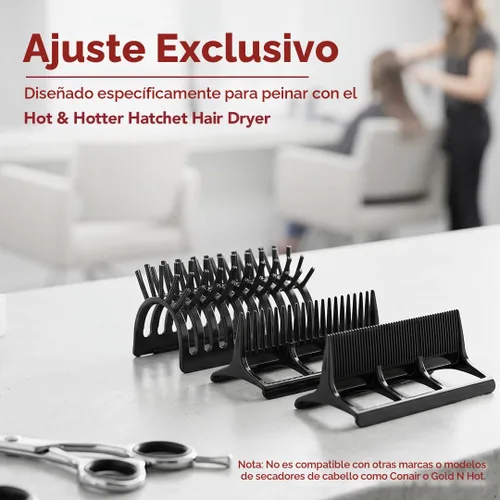 Vista 3 de Annie Hot & Hotter - Juego de accesorios para secador de pelo con hacha #5803 – Kit de peine de 3 piezas
