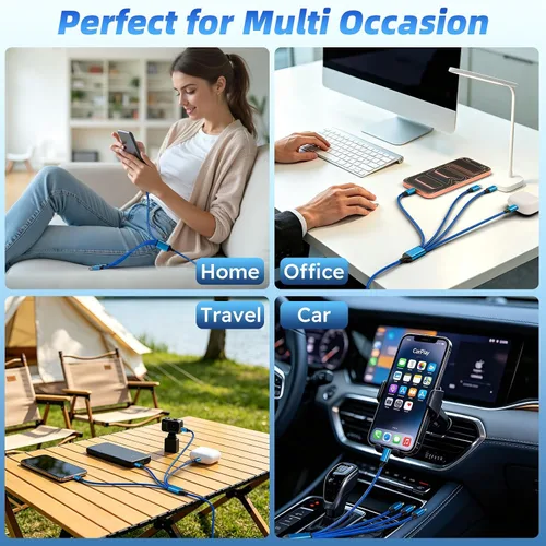 Vista 3 de 4 in 1 USB A to USB C Cable, Phone Charger Type C Multi Charging Cable