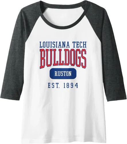 Vista 9 de Louisiana Tech Bulldogs Founded Date Raglan Baseball Tee, Negro