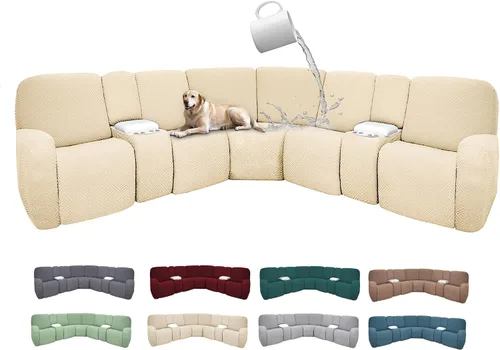 Vista 134 de Fundas de sofá reclinable seccional 100% impermeables para sofá reclinable en forma de L, funda de sofá modular de esquina en forma de L, fundas