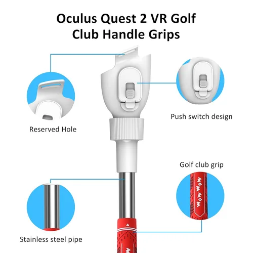 Vista 3 de 2PCS Golf Club Adapter Handle Attachment for Oculus Quest 2 Right and Left Compatible with Meta Quest 2 VR Golf Grip Extension Accessories